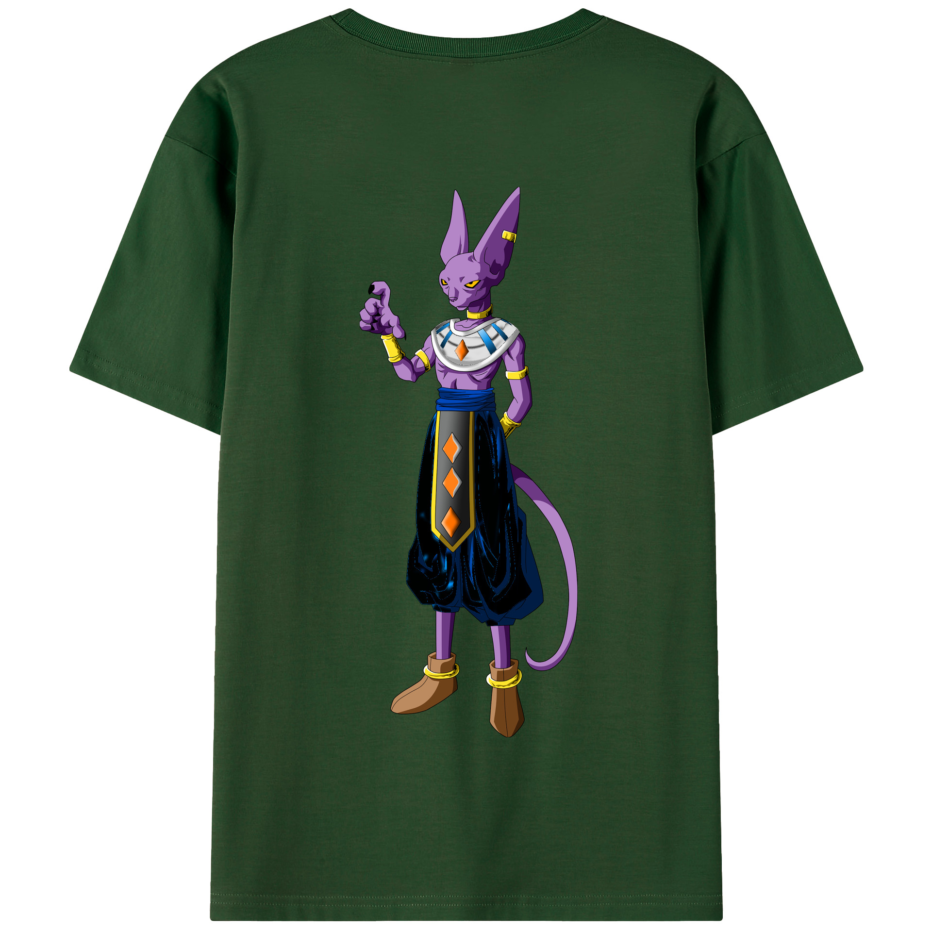 （画像用） ドラゴンボール ビルス 破壊神ビルス DRAGON BALL Beerus Birusu 綿100％半袖Tシャツ（背面プリント）